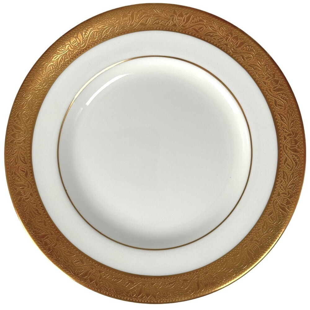 Wedgwood Ascot 6" Bread Side Plate Bone China England White Gold Patterned Trim